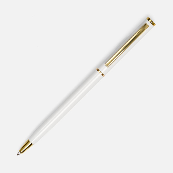Ручка шариковая Hotel Gold, ver.2, глянцевая белая, 13х0,7 см