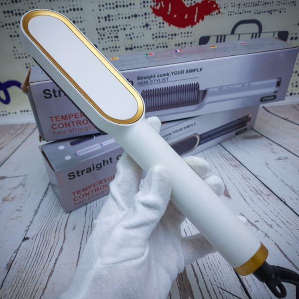 Электрическая расческа - выпрямитель Straight comb FH909 с турмалиновым покрытием, утюжок, 6 температурных режимов (выпрямление волос)