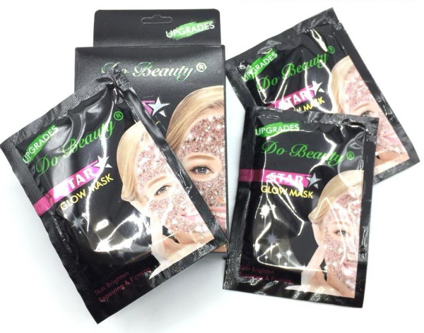 Маска для лица Do beauty Star glow mask, упаковка 10 масок по 18 гр. С черным глиттером (глубокое оч