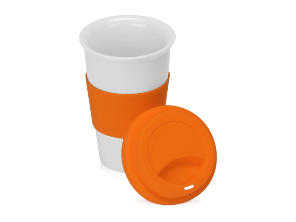 Фарфоровая кружка с двойными стенками «Toronto», Цвет белый/оранжевый