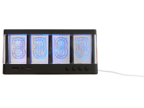 Часы с LED-подсветкой и беспроводной зарядкой «Cyber», 10 Вт, Цвет черный