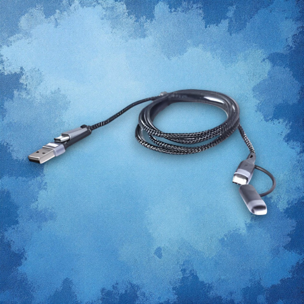 Кабель USB MRM MR77 PD20W 4в1 Lightning/Type-C, длина 1000мм, черный / Многофункциональность и быстрая зарядка