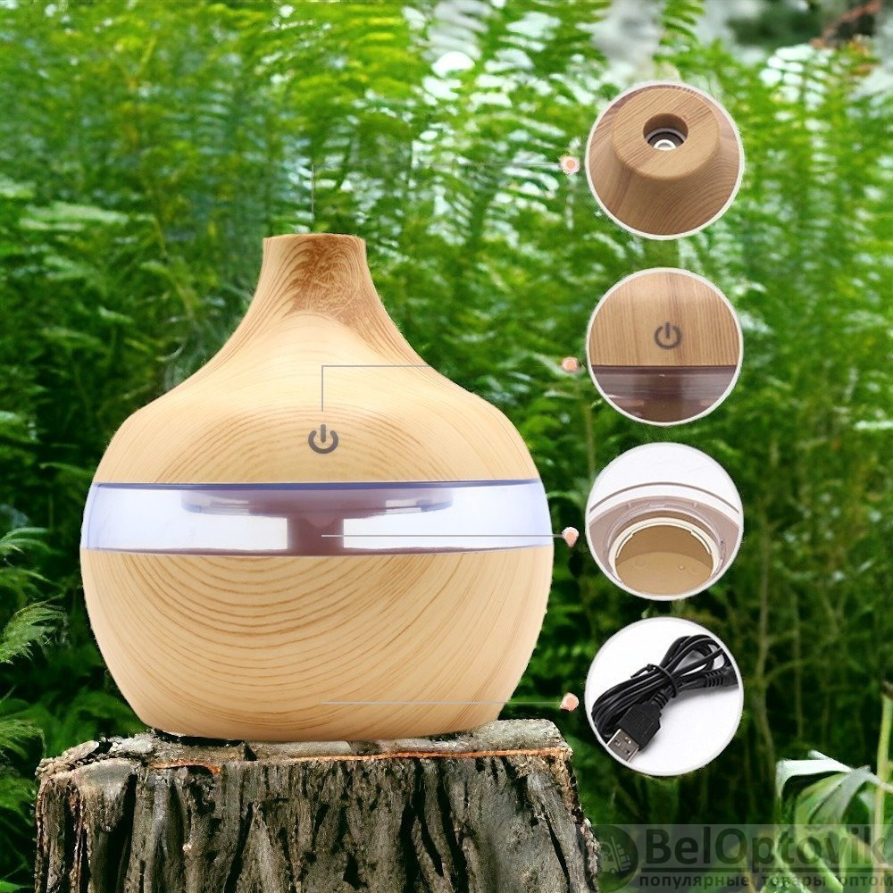 Светодиодный USB арома увлажнитель Holz, коричневый
