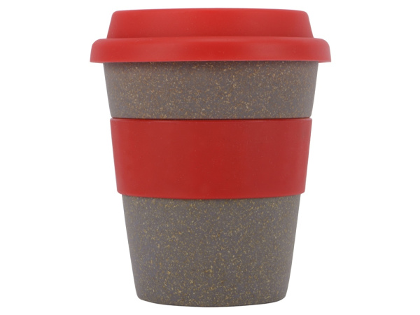 Стакан из бамбукового волокна «Café», Цвет серо-коричневый/красный