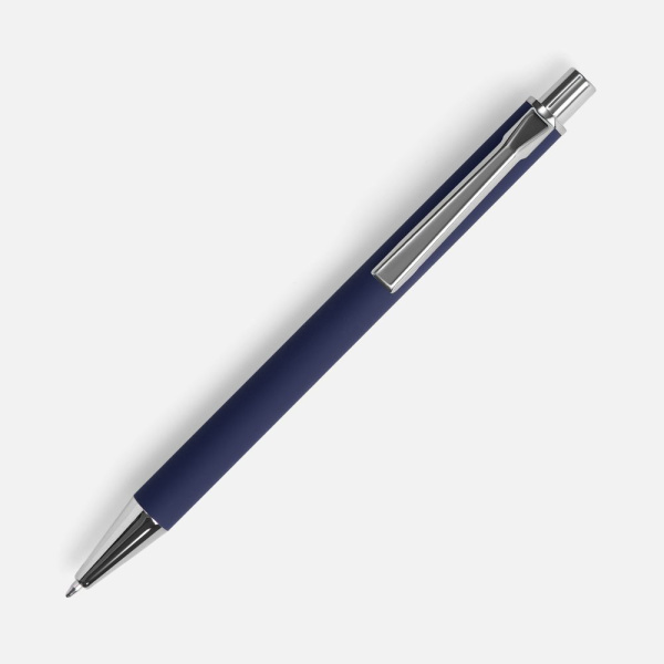 Ручка шариковая Lobby Soft Touch Chrome, синяя, 14,5х1 см