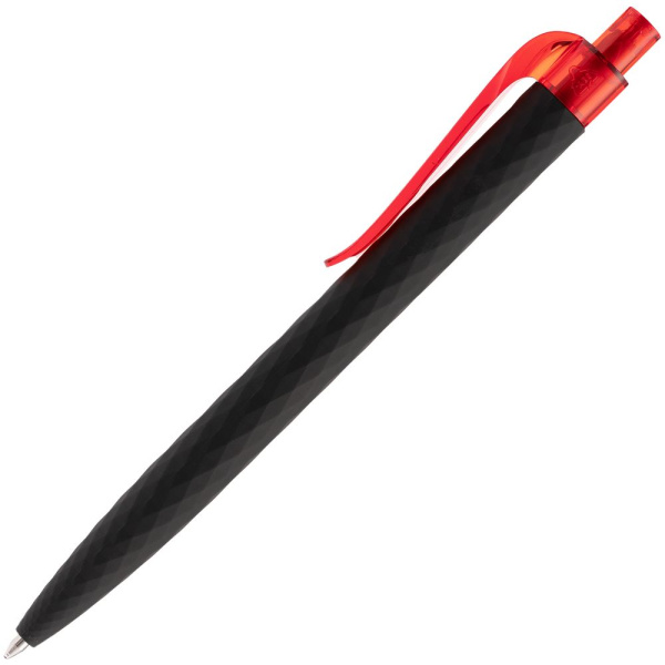 Ручка шариковая Prodir QS01 PRT-T Soft Touch, черная с красным, 14х1 см