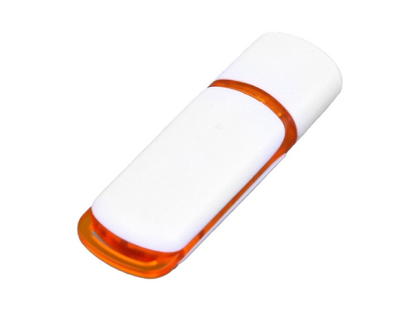 USB 3.0- флешка на 128 Гб с цветными вставками, Размер 128ГБ, Цвет белый/оранжевый