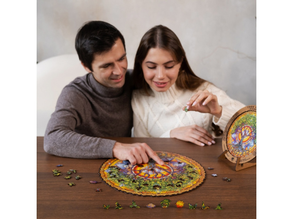 Деревянный пазл мандала «Дерево жизни», Цвет разноцветный