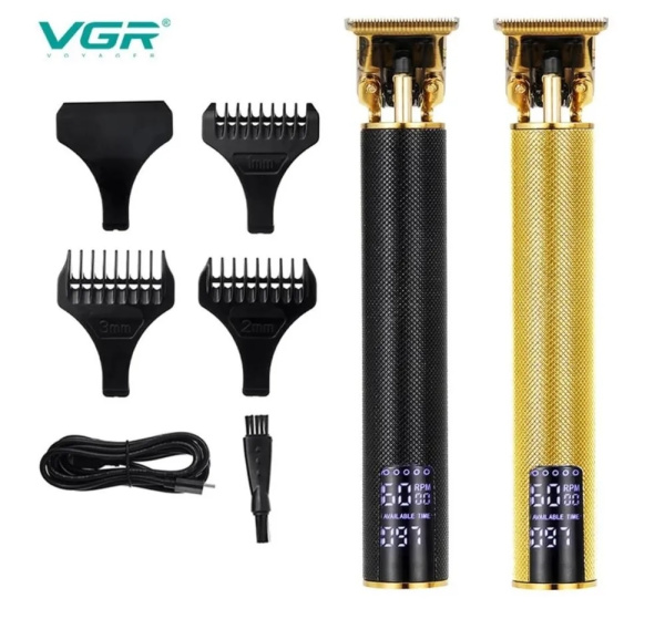 Профессиональный триммер для стрижки волос, ухода за бородой и окантовкой VGR V-265 VOYAGER 4 насадки, LCD-дисплей, 3 режима работы