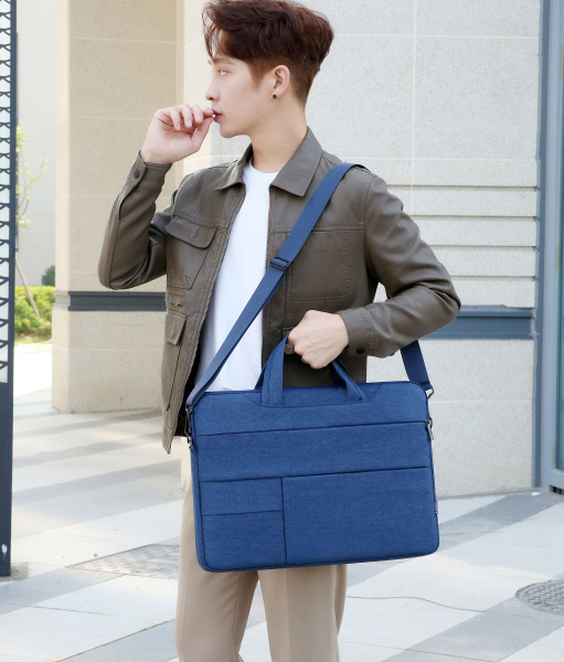Сумка для ноутбука 17.3"  Pockelot MLB-1045, синяя / Два кармана для ручек
