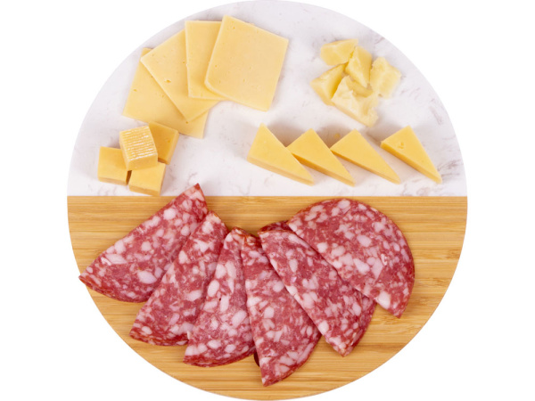 Разделочная доска из бамбука и мрамора «Julia», Цвет натуральный, мраморный белый