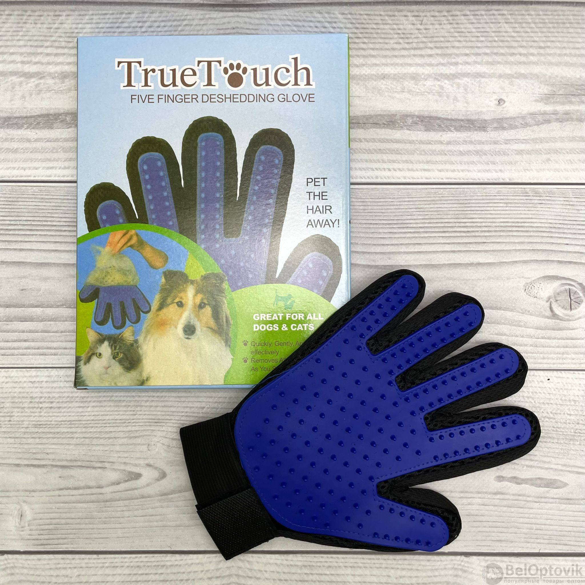 Перчатка для вычесывания шерсти животных True Touch Classic (арт: po-20359)  от 59 ₽ рублей оптом в Москве