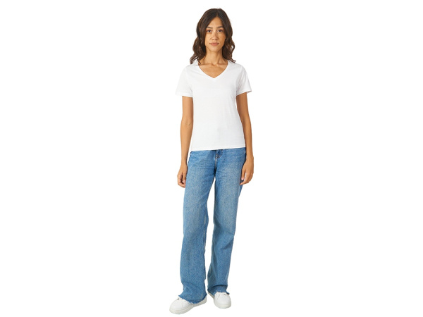 Футболка "Heavy Super Club" женская с V-образным вырезом, Размер M, Цвет белый