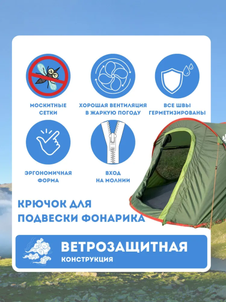 Автоматическая 2х-местная палатка / Быстросборная