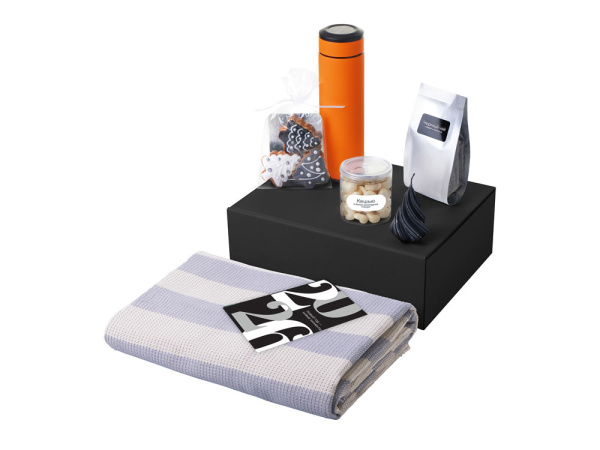 Подарочный набор «Re:Warm» с пледом, термосом и свечой, Цвет оранжевый