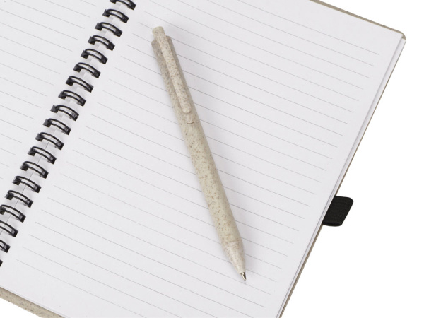 Блокнот А5 «Toledo M» с обложкой из пшеницы и пластика и шариковой ручкой, Размер A5, Цвет бежевый