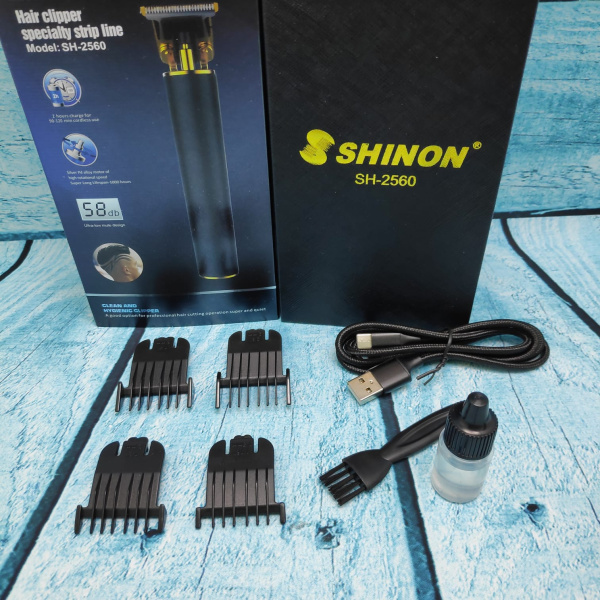 Беспроводной триммер-клипер для бороды, усов и арт –рисунков Hair clippeer SHINON SH-2560 (4 сменные