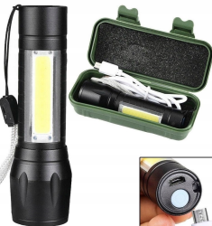 Фонарь LED + COВ YYC-529 аккумуляторный/фокусировка луча/боковая подсветка (microusb+пластиковый бок