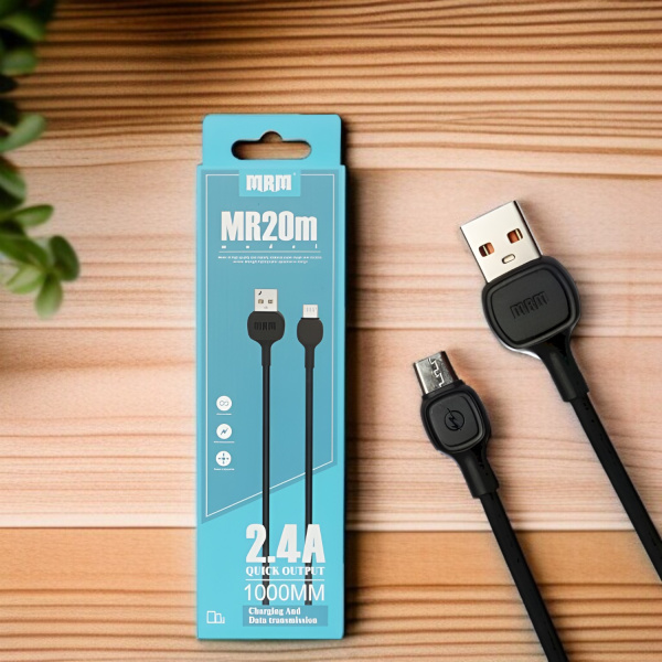 Кабель USB MRM MR20m USB-Micro, длина 1000мм, ток 2.4А, черный / Быстрая зарядка и надежная передача данных