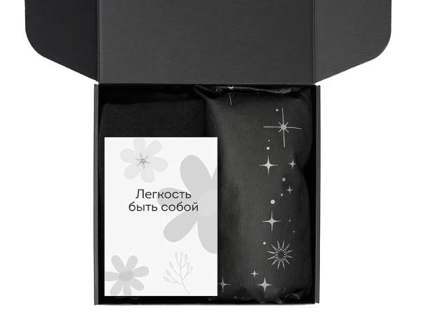 Подарочный набор «Re:f. Walk» с палантином, шоппером и термосом, Цвет черный