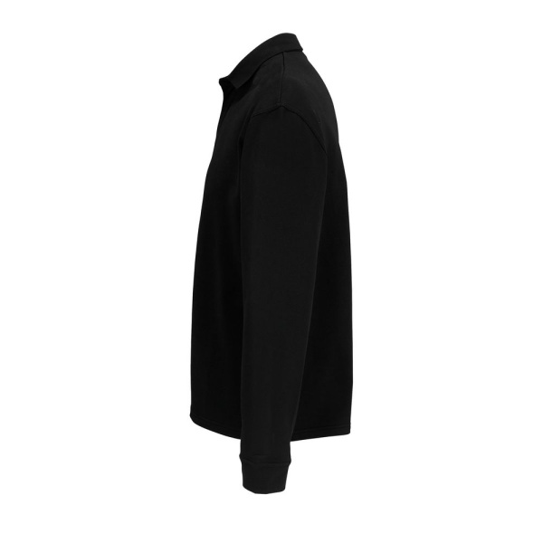 Рубашка поло оверсайз с длинным рукавом Heritage, черная, XS–5XL