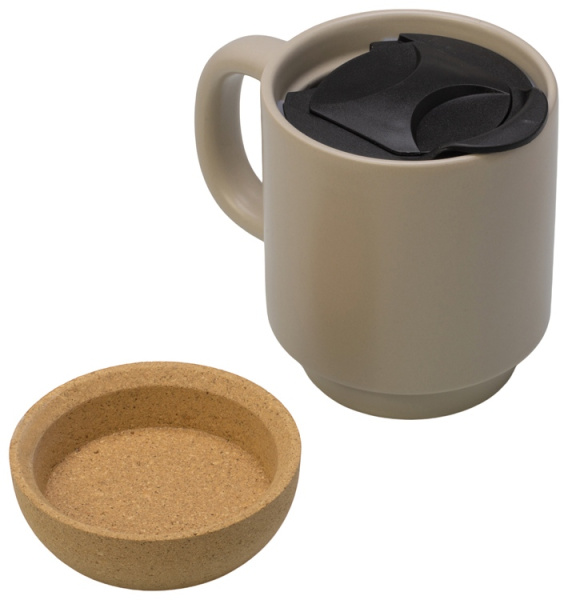 Кружка с пробковым дном и крышкой «Denpasar», Цвет бежевый