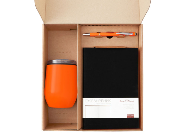 Набор «Writea» с ежедневником, ручкой и термокружкой, Цвет оранжевый