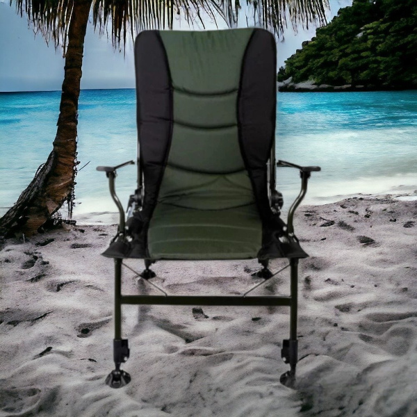 Кресло карповое складное, зеленый / Регулируемый наклон спинки