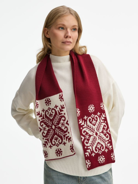 Шарф Wintertude M, красный с белым, 18х140 см