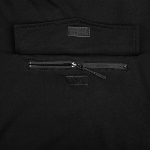 Худи унисекс с карманом на груди Chest Pocket, черное, XS–XXL