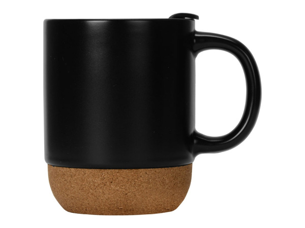 Кружка с пробковым дном и крышкой «Denpasar», Цвет черный матовый