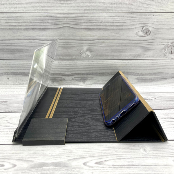 Увеличитель экрана для телефона 3D Video Amplifier (деревянная складная подставка) Черный