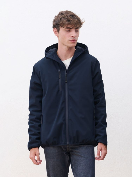 Куртка софтшелл с капюшоном мужская Falcon Men, синяя, S–4XL