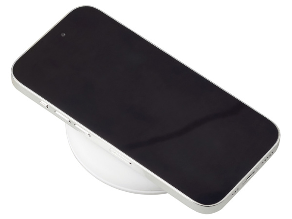 Беспроводное зарядное устройство «Disc» со встроенным кабелем 2 в 1, Цвет белый