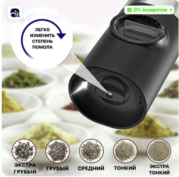 Мельница для специй электрическая Grinder Electric коробка 60 штук