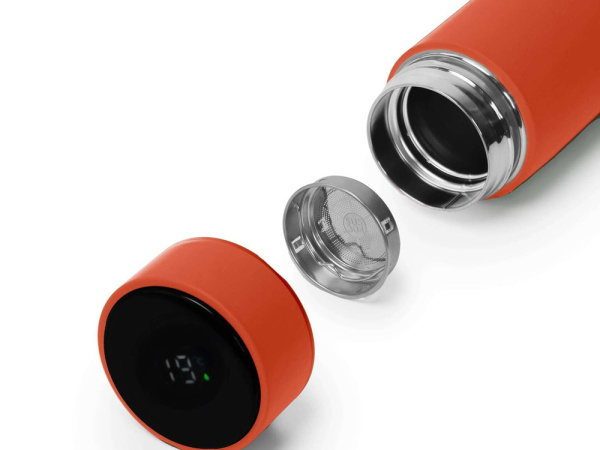 Термос FAMILY MARK LED, индикатор, soft touch, Цвет оранжевый