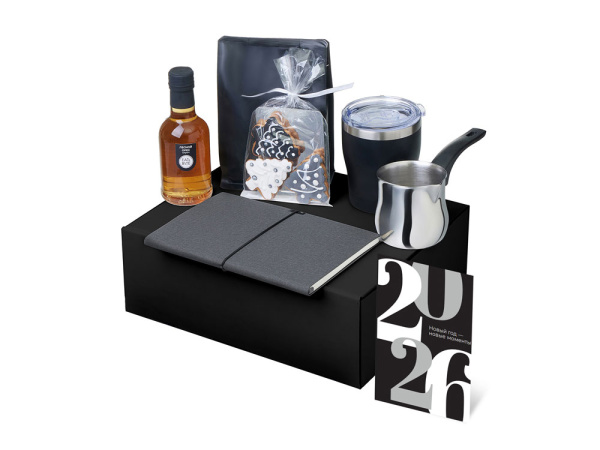 Подарочный набор «Re:Routine» с туркой, термокружкой и кофе, Цвет серый