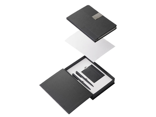 Подарочный набор «Goethe» с блокнотом А5, 2-мя ручками и картхолдером, Цвет черный