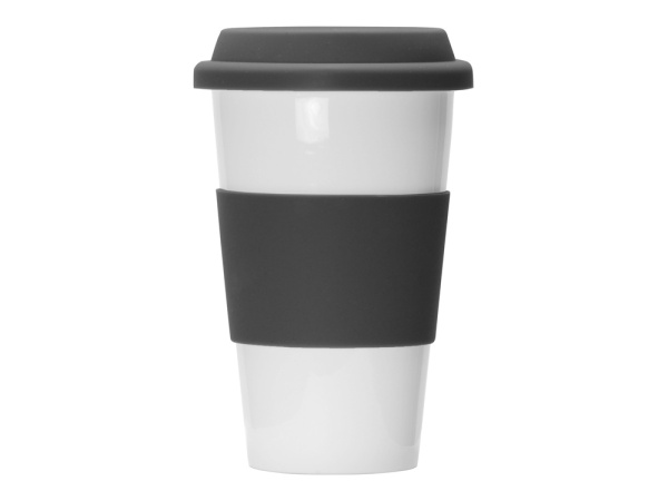 Фарфоровая кружка с двойными стенками «Toronto», Цвет белый/серый