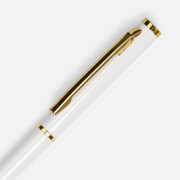Ручка шариковая Hotel Gold, ver.2, глянцевая белая, 13х0,7 см