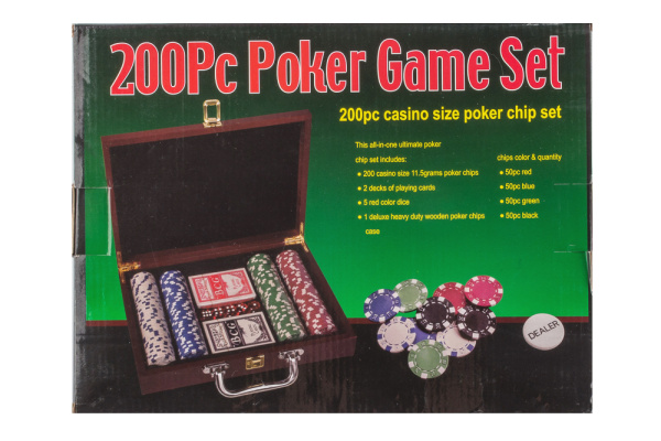 Набор для игры в покер 200 фишек с сукном