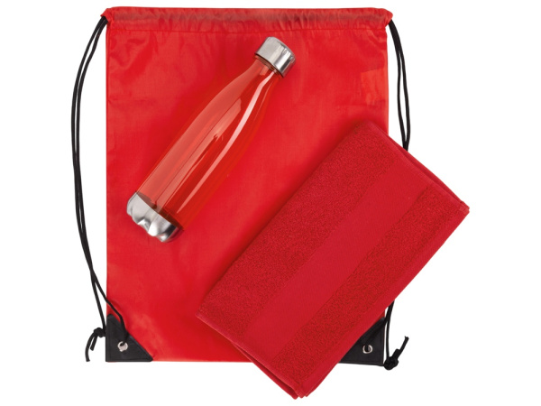 Спортивный набор с бутылкой и полотенцем «Beginner», Цвет красный