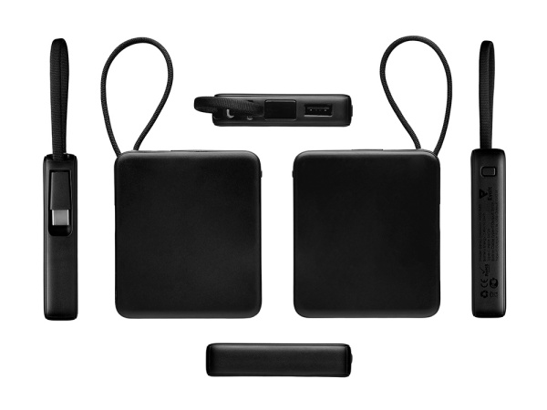 Внешний аккумулятор со встроенным кабелем USB-C «Дэнси», 5000 мАч, Цвет черный