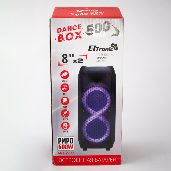 Напольная колонка Eltronic FIRE BOX 500 W PMPO арт. 20-58 с двумя  микрофонами и встроенной батареей