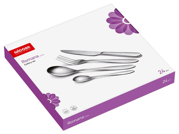 Набор столовых приборов «ROMANA», 24 предмета, Цвет стальной