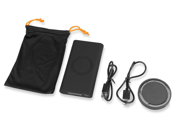 Набор из внешнего аккумулятора и беспроводной зарядки «Force», 8000 mAh, Цвет черный