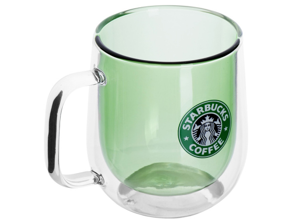 Кружка с двойными стенками «Ubud» с тампопечатью, Цвет зеленый прозрачный