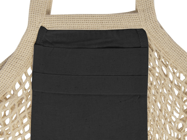 Сумка-авоська для шопинга «Mesh» хлопковая, Цвет натуральный/черный