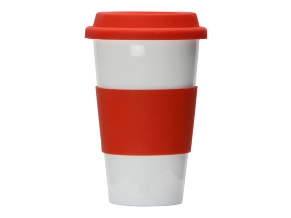 Фарфоровая кружка с двойными стенками «Toronto», Цвет белый/красный