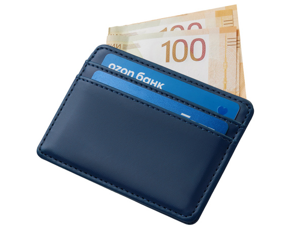 Картхолдер для двух карт и наличных денег с зажимом «Crave», Цвет темно-синий